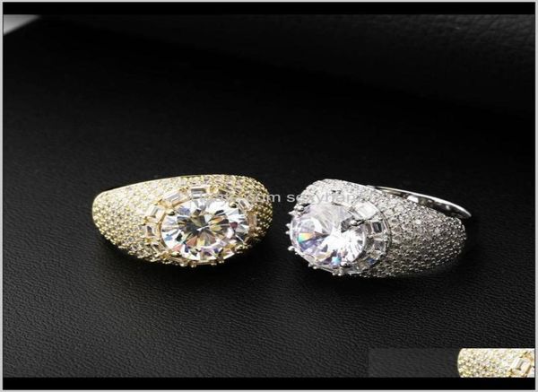 

solitaire rings drop delivery 2021 pnce solid jewelry oval cut synthetic moissanite diamond 14k real gold sier ring for men women 4518177, Golden;silver