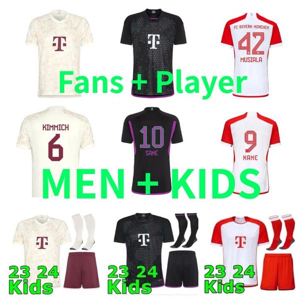 

23 24 de ligt kane soccer jerseys gravenberch lewandowski bayern munich sane kimmich coman muller davies football shirt men kids sets kit 20, Black;yellow