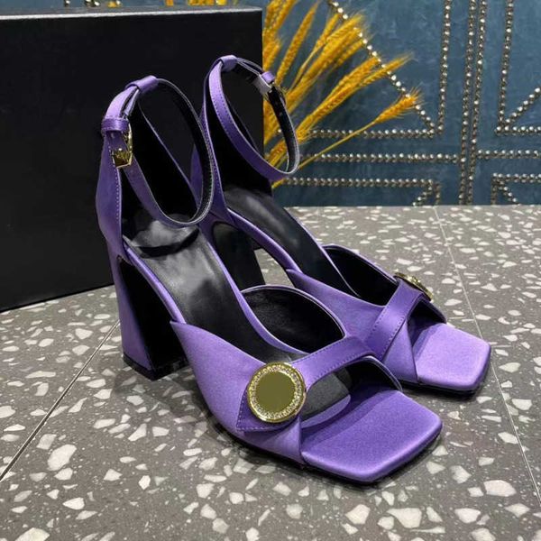 

designer fashion black sandals summer open-toe thick sole high heels luxury metal head party wedding shoes 35-42 with box
