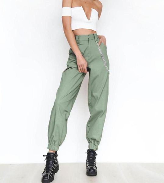 

wenyujh 2020 streetwear cargo pants women casual joggers black high waist loose female trousers korean casual style ladies pants2613609, Black;white