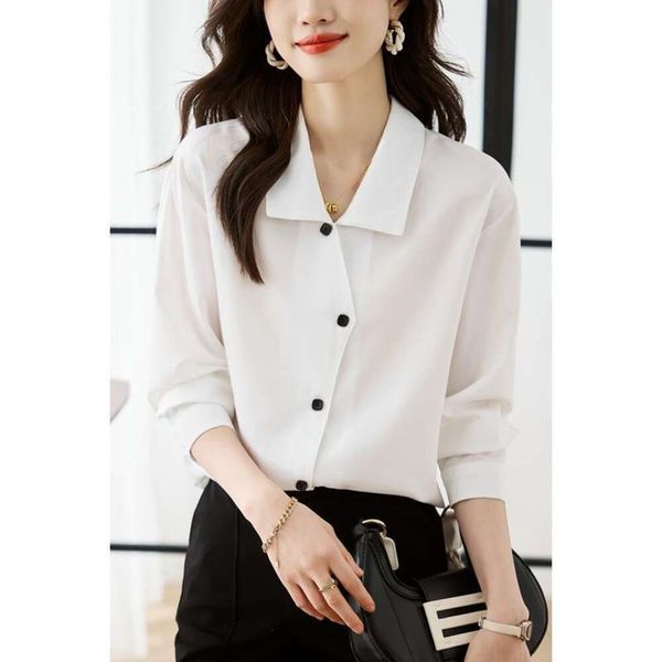 

stained white shirt womens spring and autumn sense niche unique long sleeved