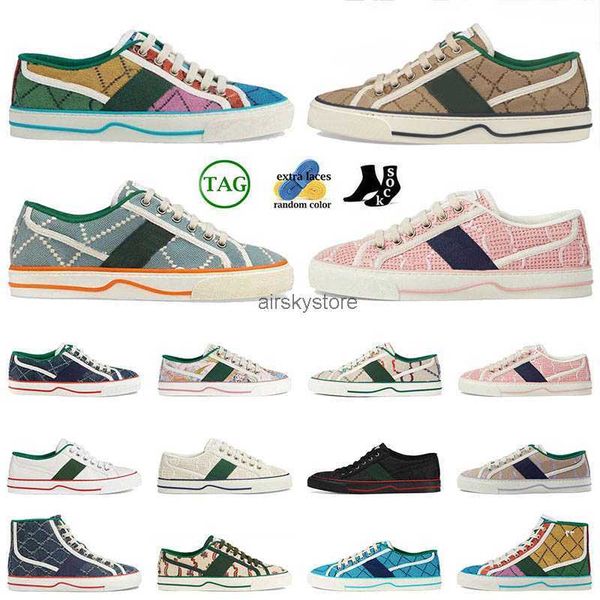 

2023 brand designer tennis 1977 mens shoes canvas sneakers jacquard denim women shoe ace rubber embroidered vintage luxury casual loafer, Black