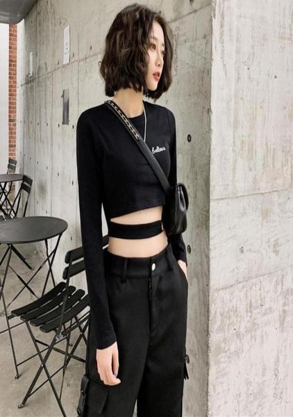

long sleeves t shirt for women elasticity korean style clothes slim tshirt female skinny women039s spring76692924561536, White