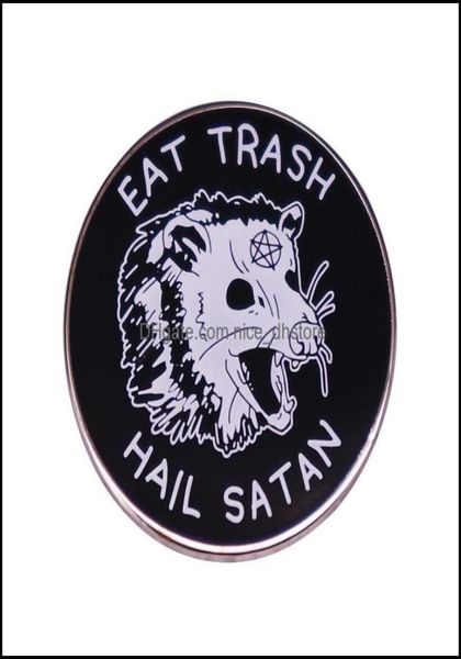 

pinsbrooches jewelry eat trash hail satan occt possum enamel laple pin drop delivery 2021 dha1443764, Gray