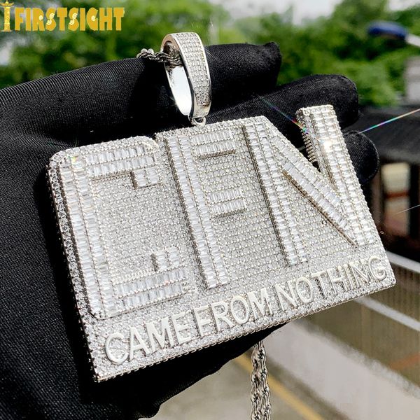 

charms iced out bling cz letter cfn pendant necklace silver color full 5a zircon came from nothing charm men fashion hiphop jewelry 230814, Bronze;silver