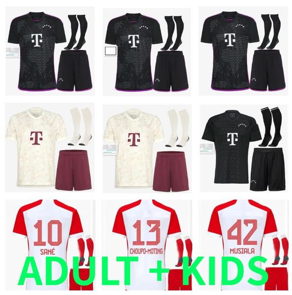 

kane 23 24 bayern munich soccer jersey joao cancelo de ligt sane 2023 2024 suit shorts football shirt musiala gnabry goretzka muller men kid, Black;yellow