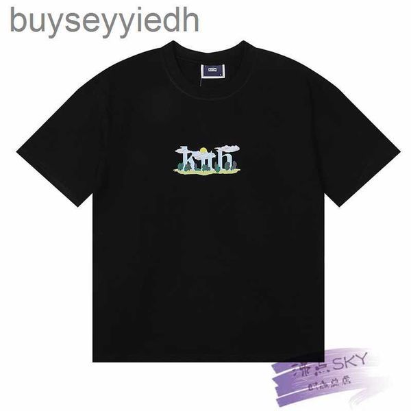 

kith 23ss spring/summer exclusive forest white cloud letter printing casual loose men's and women's short sleeve couple t-shirt, White;black