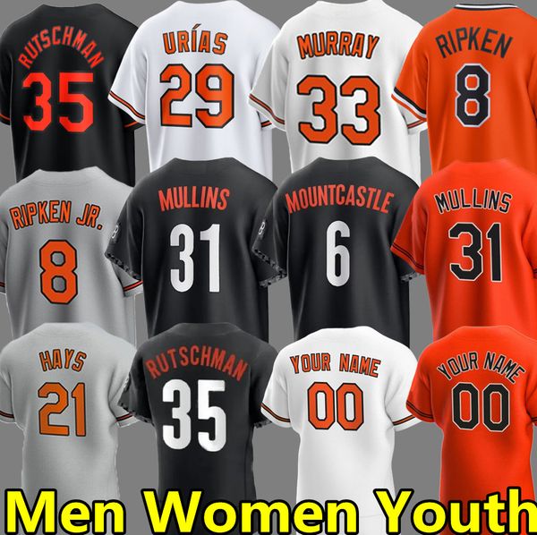 

cedric mullins baseball jerseys eddie murray cal ripken jr. anthony santander adley rutschman ryan mountcastle austin hays jorge mateo custo, Blue;black