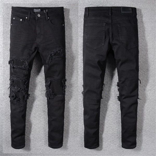 

jeans black mens jeans women broken hole cool style luxury clothing long straight jean size 30-40 new design fashion slim legged jeans 09, Blue