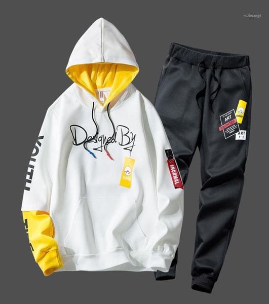 

tracksuit men fashion print hoodie sweatpants teengers sport suits student casual outfit style sweatsuits autumn jogging men set14683255, Gray