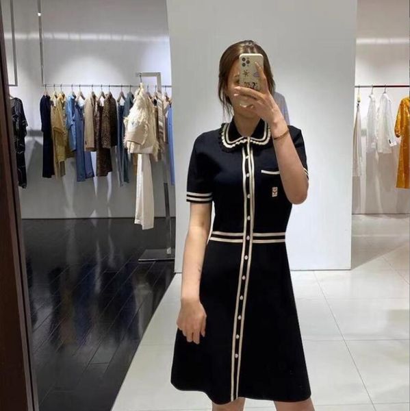 

21sf sandro knitted dress badge temperament color black0127585970, White;black