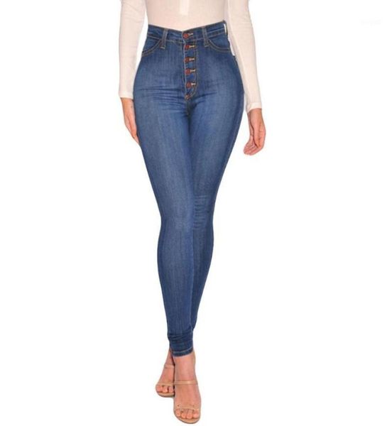 

women clothing 2018 brand spring autumn women stretch slim pants calf length jeans high waisted skinny denim jeans15178654, Blue