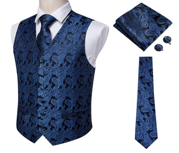

hitie navy paisley 100 silk dress vest set for men dark blue jacquard men039s suit vest male waistcoat for wedding formal jac7569586, White;black
