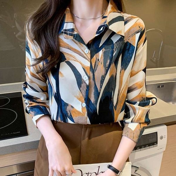 

shirt womens spring commuter loose temperament long sleeved print top, White