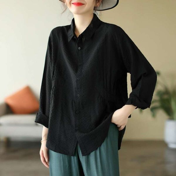 

item title art style striped long sleeved shirt for women early autumn temperament age reducing slim looking, White