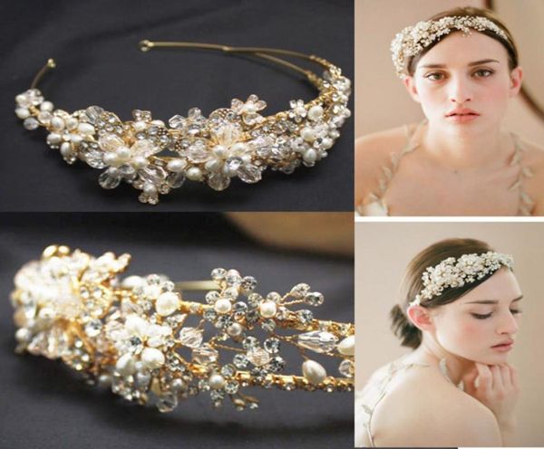 

2015 crystal head band with gold alloy hair piece pearls bridal accessories twigs honey inspired3111431, Silver