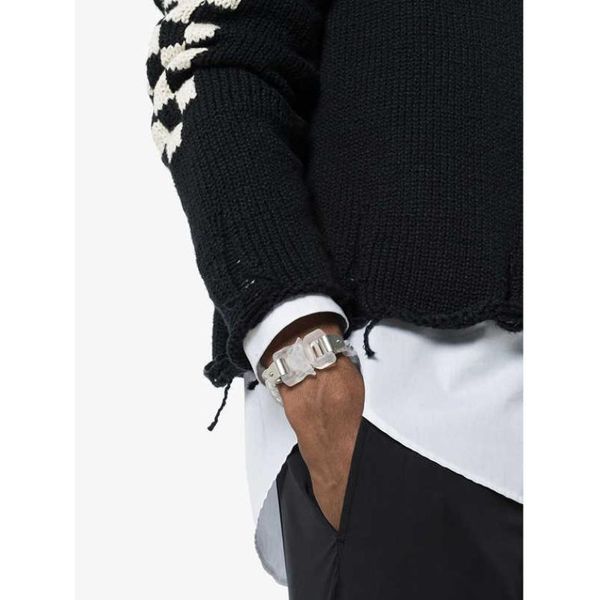 

sexmara 20fw hip hop punk 1017 alyx 9sm rollercoaster track alyx pvc letter buckle bracelet for men women girls jewelry q07172109031, Black