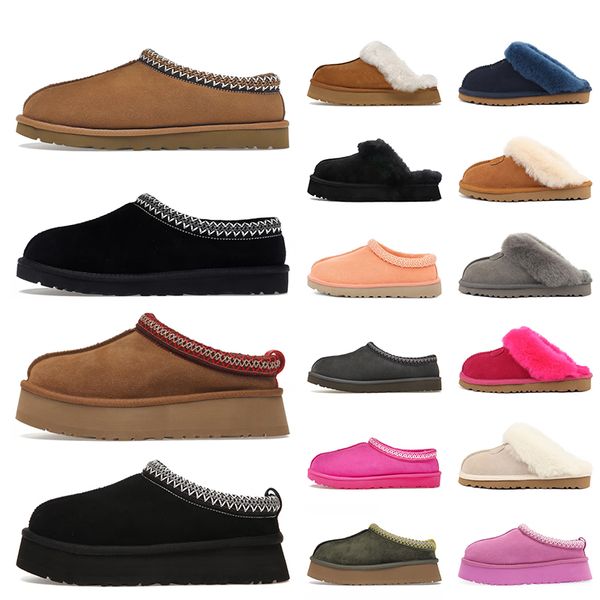 

luxury designer tazz slippers womens tasman slipper platform rubber slides fur loafers slip-on shoes black chestnut woman disquette plate-fo