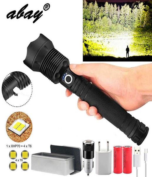 

300000 lm 90.2 most powerful led flashlight torch usb 50 rechargeable tactical flashlights 18650 or 26650 hand lamp 70 2106081858672