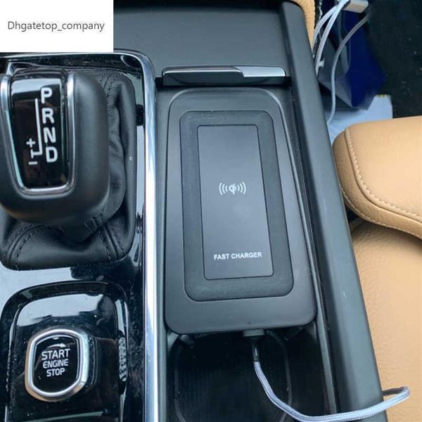 

car qi wireless charger for volvo xc90 s90 v90 xc60 v60 c60 2018 2019 2020 charging plate wireless phone charger accessories267a