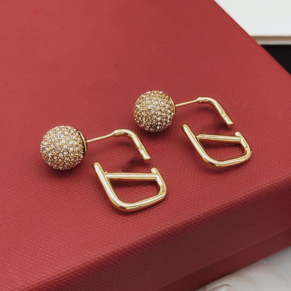 

letter v brand earring logo valentinolies stud earing women designer luxury jewelry crystal pearl hoop earrings 549, Golden;silver