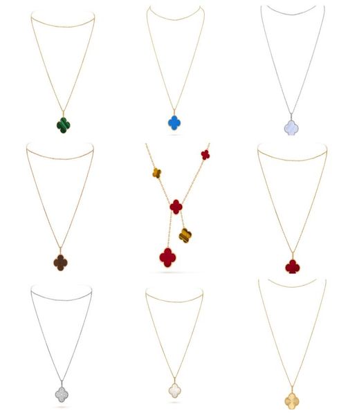 

18k gold lucky four leaf clover necklace ladies fashion luxury pendant jewelry classic style8872003, Golden;silver