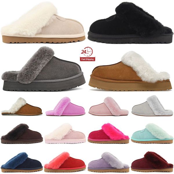 

boots designer tasman slippers chestnut fur furry slides shearling tazz mules women men ultra mini platform slip-on shoes suede upper comfor, Black