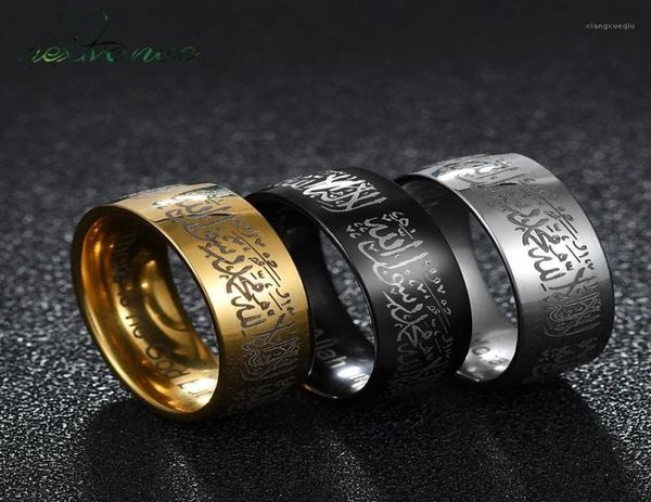 

band rings nextvance 8mm muslims prayer wedding ring gold stainless steel islamism quran for men religious jewelry6337374, Silver