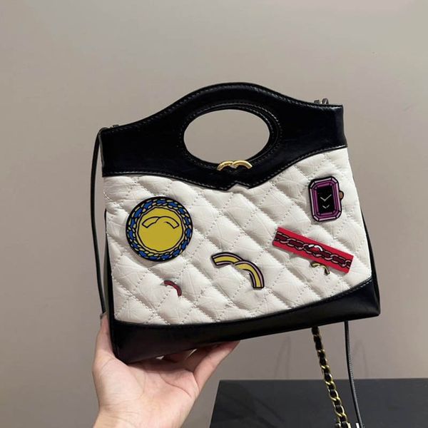 

classic portable women badge 31 shoulder bag leather quilted gold hardware crossbody designer bag vintage luxury handbag large capacity clut