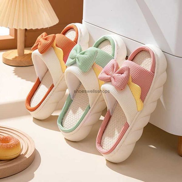 

slippers women thick platform linen home antislip indoor slipper summer beach sandals soft eva flat shoes cute cartoon slides 230808, Black
