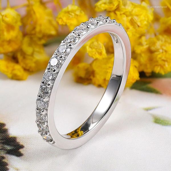 

cluster rings au750 18k women's ring mosan diamond d-color vvs1 wedding/engagement/anniversary/birthday/party/valentine's gift qua, Golden;silver