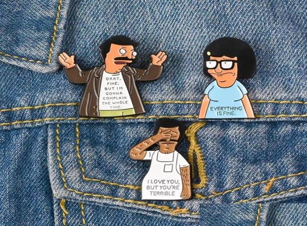 

pins brooches seconds enamel pin i love you bob complaining badge brooch lapel shirt collar everything is fine jewelry gift for fr2047232, Gray