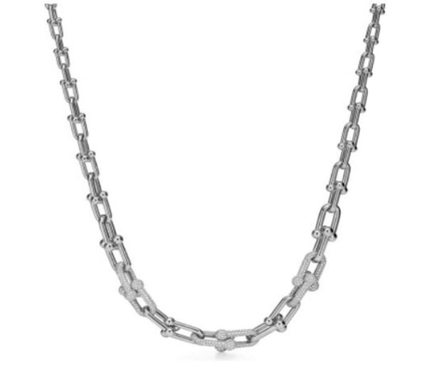 

luxury hardwear jewelry designers necklaces rose gold platinum chains size gradient horseshoe gold necklace for women trendy silve4753002, Silver