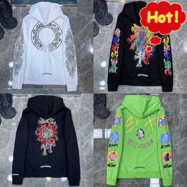 

luxury classics mens jackets hoodies brand sweatshirts designers zipper hooded sweater men women casual pullover sanskrit horseshoe hoodie c, Black;brown