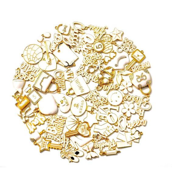 

60pcs alloy jewelry charms with gold plated and colorful enamel mixed delicated fit for women2692583, Bronze;silver