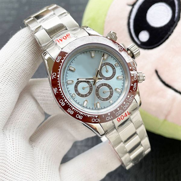 

luxury men's watch st9 stainless steel strap 40mm automatic mechanical movement designer watch sapphire glass ceramic inlaid red dial d, Slivery;brown