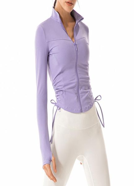 

al yoga solid color shaping side lace zipper cardigan women039s thin personality high stretch sports jacket jogging gym1821095, White;red