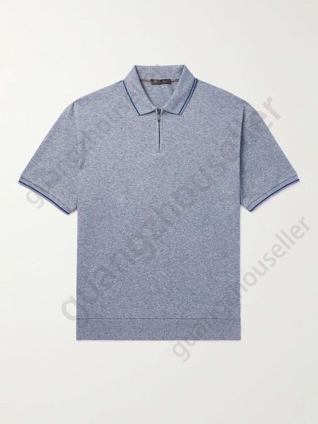 

men polo shirt italian design summer loro piana cotton and linen-blend polos shirt short sleeve tshirt, White;black