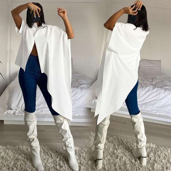 

womens irregular shirt fashion loose t single, White