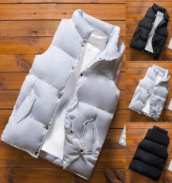 

men039s vests down white winter jackets waistcoat men fashion sleeveless solid zipper coat overcoat warm plus size m3xl 44735396, Black;white