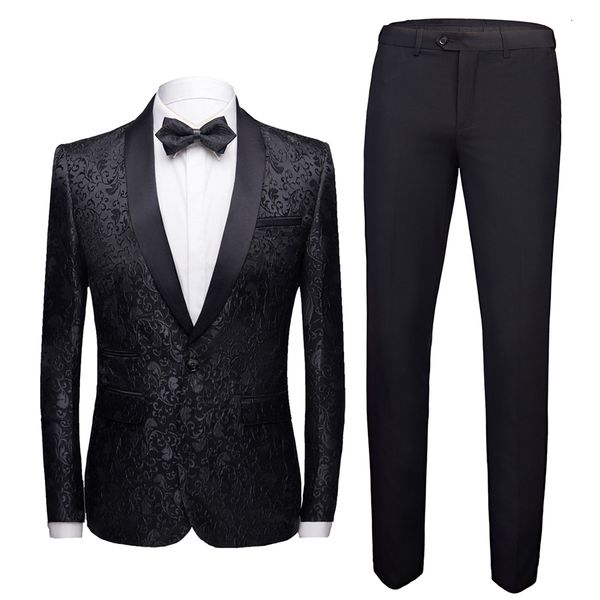 

men's suits blazers black formal suit men 2 piece set fashion business wedding banquet men dress blazer and pants jacquard fabric 23081, White;black