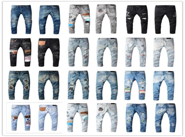 

2021 mens fashion skinny straight slim ripped jean elastic casual motorcycle biker stretch denim trouser classic pants 651 jeans s1898657, Blue