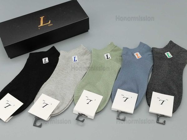 

designer luxury louiseitys socks fashion mens and womens casual cotton breathable 5 pairs sock with box 08141, Black