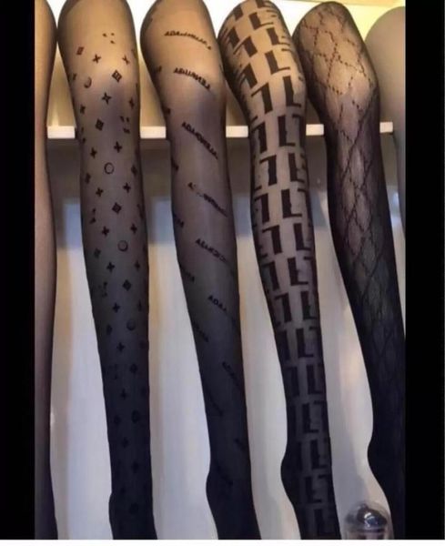 

women socks leggings fragrant letter pantyhose tights hollow flocking pants thin fishing net socks meat through bottom stocki2433497, Black;white