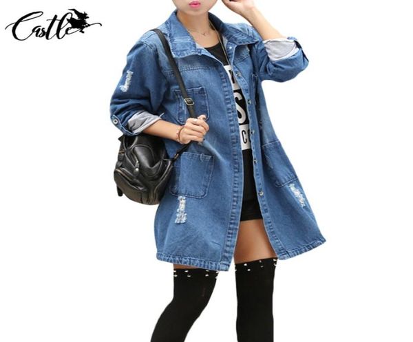 

whole spirng denim jacket for women 2017 three quarter short jeans jacket women slim oversized denim coat plus size 2xl 3xl 48181692, Black;brown