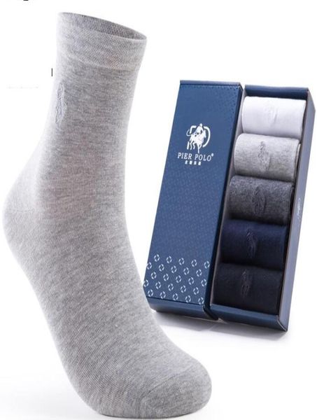 

5pairslot pierpolo brand men socks meias male socks cotton embroidery mens dress socks6431471, Black