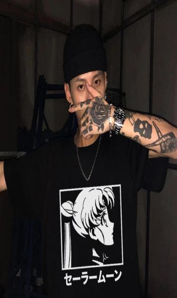 

t shirt for men sailor moon anime clothes manga tsukino usagi graphic tshirt tee loose harajuku oversized tshirts 5059140, White;black