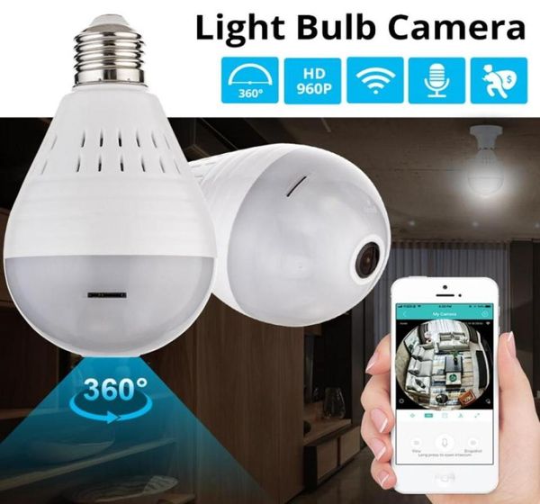 

bulb light wireless 960p ip camera wifi 360 degree security cctv cameras panoramic fisheye night vision lamp mini camara70663824609221