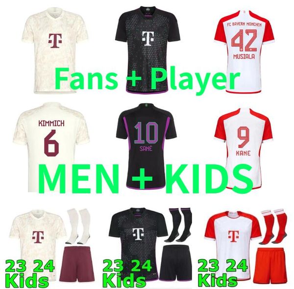 

de ligt kane gravenberch soccer jerseys 23 24 sane bayern munich coman muller davies kimmich football shirts men kids kit 2023 2024 uniforms, Black;yellow