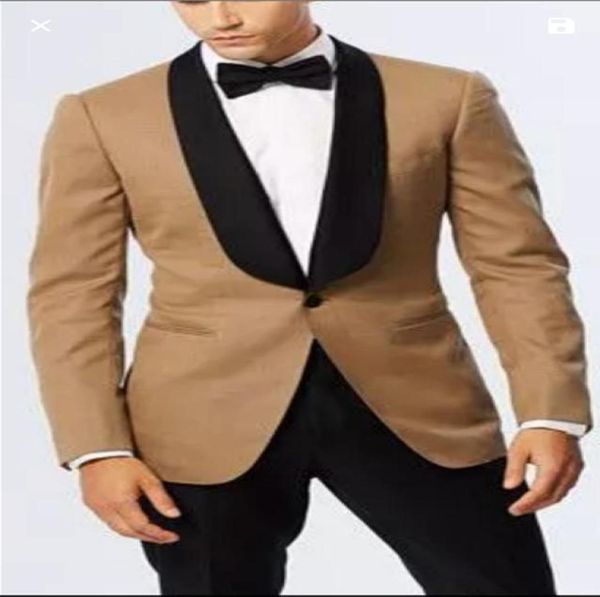 

handsome shawl lapel beige groomsmen wear one button groom tuxedos men suits wedding prom dinner man blazerjacketpantstie6161450, Black;gray